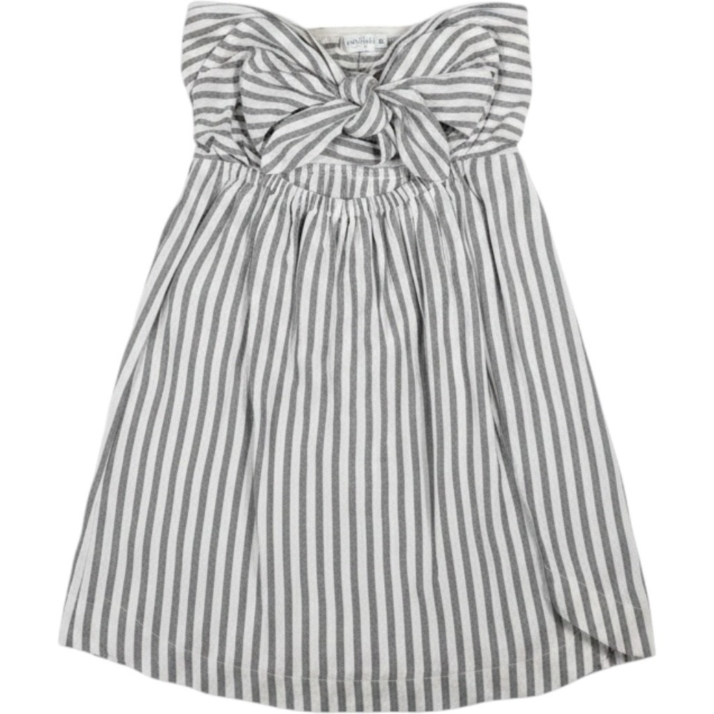 Vestique Womens M Grey Striped Strapless Dress Knot Front Lost In Wonderland